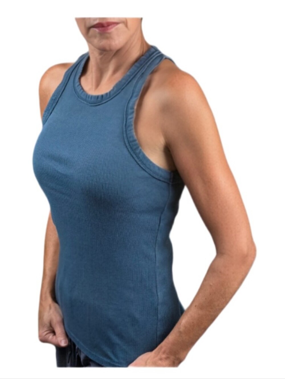 SUNDANCE Ribbed Tank In Deep Slate Blue